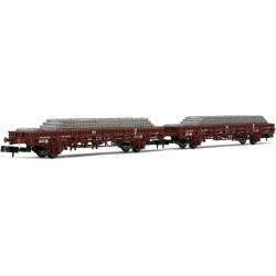 Wagons de marchandises wagons plats avec traverses béton SNCF Ep.V 2 pièces Arnold - HN6543