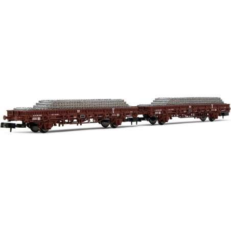 Wagons de marchandises wagons plats avec traverses béton SNCF Ep.V 2 pièces Arnold - HN6543