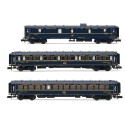 HN4401 CIWL, coffret de 3 voitures train Bleu, composé de 1 fourgon et 2 voitures-lits Lx, ép. III