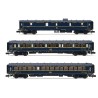 HN4401 CIWL, coffret de 3 voitures train Bleu, composé de 1 fourgon et 2 voitures-lits Lx, ép. III