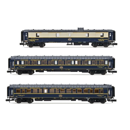 HN4403 CIWL, coffret de 3 voitures Flèche d'Or, composé de 1 fourgon et 2 voitures lits Lx, ép. III