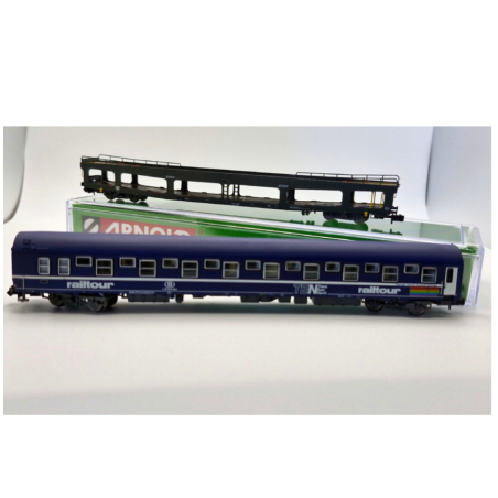Set 1 voiture T2 Railtour + 1 fourgon DD 66 logo nouille Arnold - HNS4382