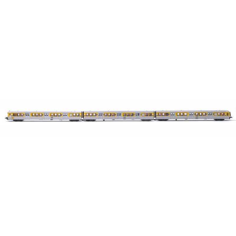 HJ4186 SNCF, coffret de 3 voitures RIO 78 TER (ex NPDC), livrée jaune/argent, ép. V