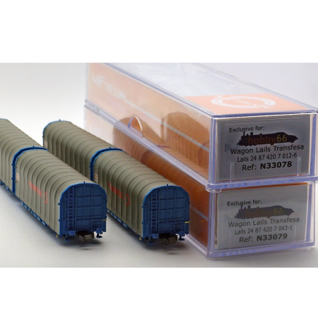 Set de 2 Wagons bâché double Lails Transfesa.MF-Train N33078/N33079
