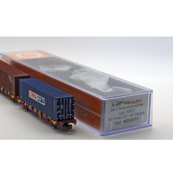 Set 2 wagons porte-conteneurs 40'CMA/CGM et Cronos N33377 MF-Train échelle N