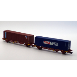 Set 2 wagons porte-conteneurs 40'CMA/CGM et Cronos N33377 MF-Train échelle N